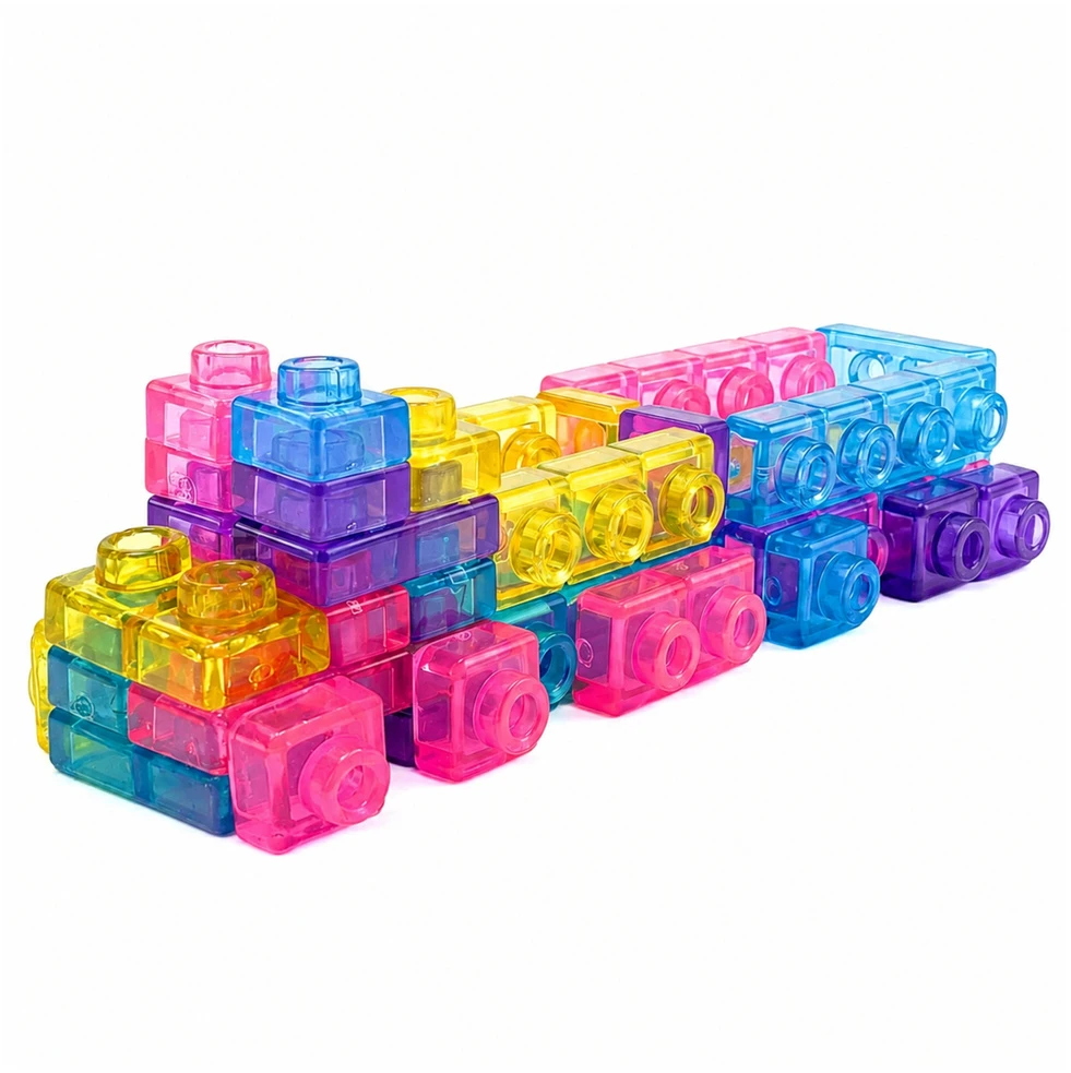 Lean Toys Lanksčių guminių kaladėlių rinkinys, skaidrios, 40 vnt.