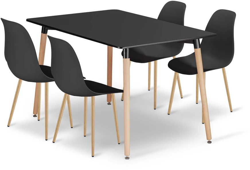 Lauko baldų komplektas Valora Baldų komplektas ADRIA su 4 kėdėmis, juodas, 120 × 80 × 75 cm, 5 vnt.