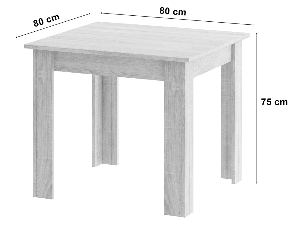 Lauko baldų komplektas Valora Baldų komplektas su 4 kėdėmis, ąžuolo sonomos ir juodos spalvos, 80 × 80 × 75 cm