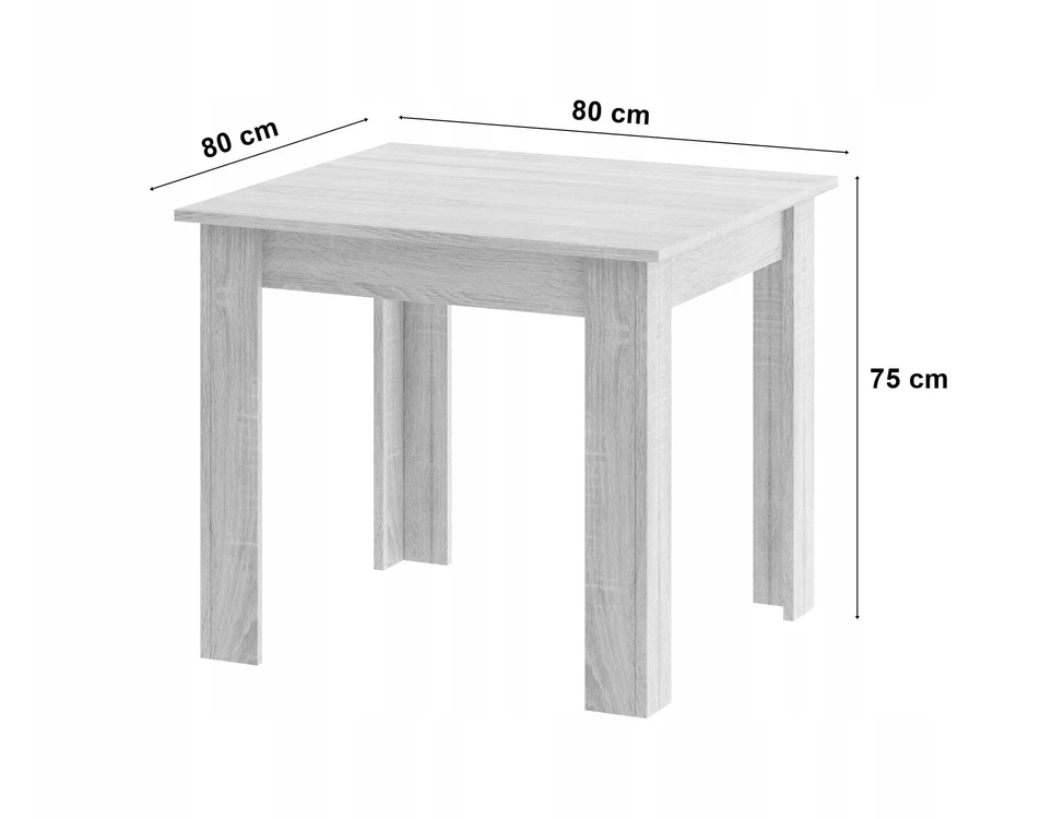 Lauko baldų komplektas Leobert Baldų komplektas su stalu ir 4 kėdėmis, Sonoma ąžuolo ir baltos spalvos, 80 × 80 cm