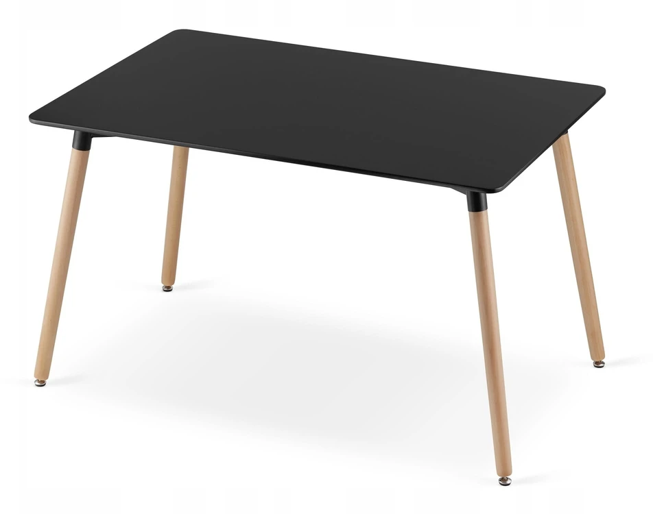 Lauko baldų komplektas Leobert Baldų komplektas su stačiakampiu stalu, juodas, 120 × 80 cm, 4 kėdės