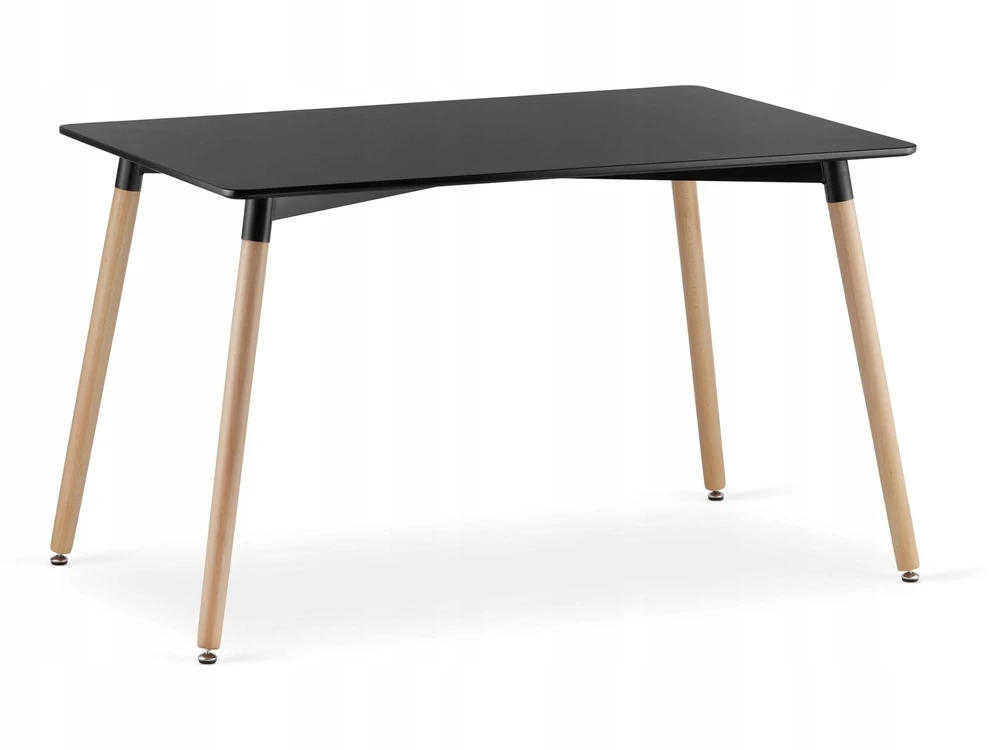 Lauko baldų komplektas Leobert Baldų komplektas su stačiakampiu stalu, juodas, 120 × 80 cm, 4 kėdės