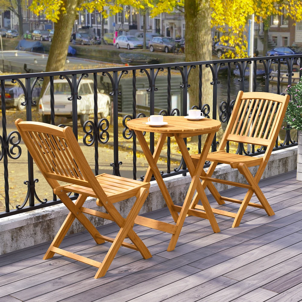 Lauko baldų komplektas Bistro komplektas natūralus 3 vnt.