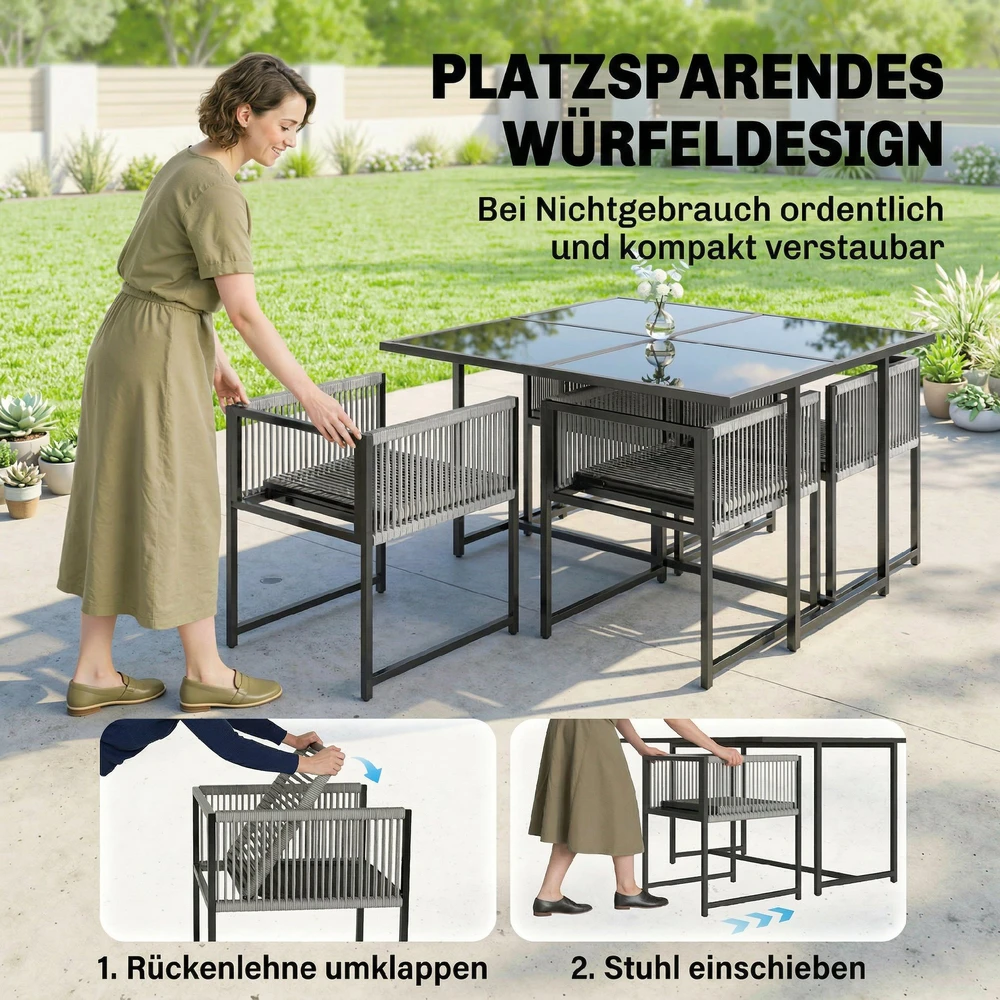 Lauko baldų komplektas Lauko valgomojo komplektas 120x120 cm 5 vnt.