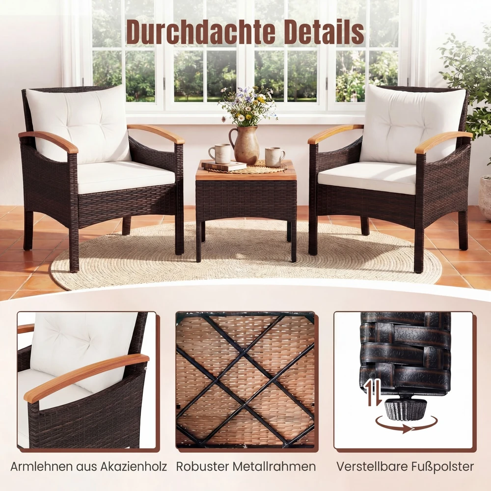 Lauko baldų komplektas mišrios rudos 3 vnt.