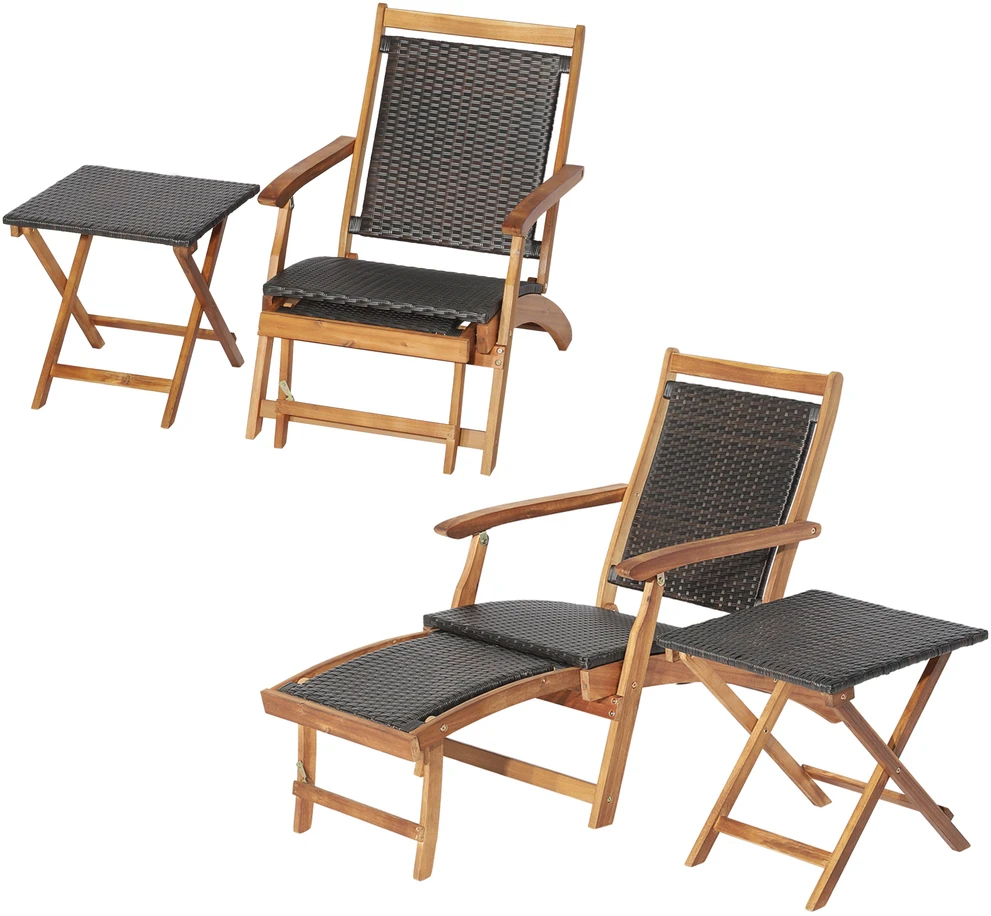 Lauko baldų komplektas Rataninės kėdės Mix Brown 2 vnt.