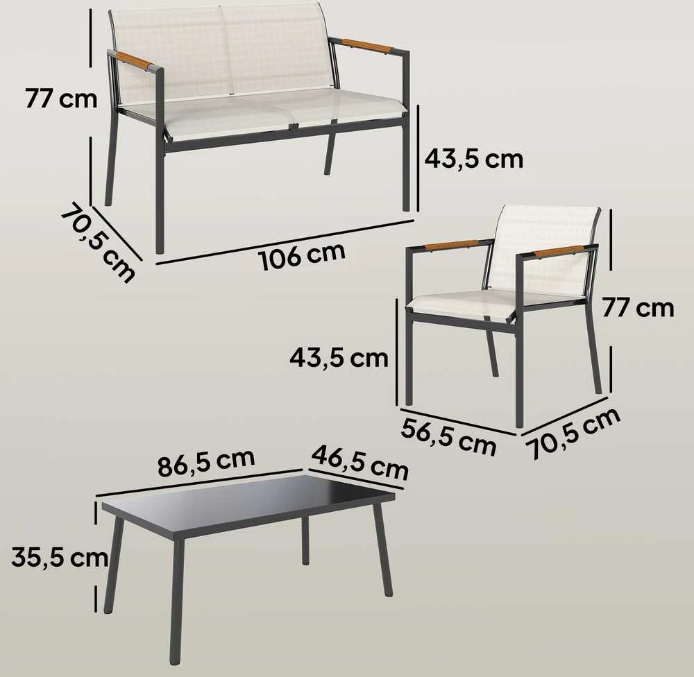 Lauko baldų komplektas Sodo baldų komplektas 4 vnt.