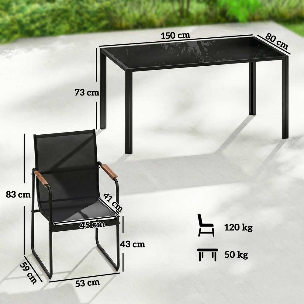 Lauko baldų komplektas Sodo baldų komplektas 150 x 80 cm 7 vnt.