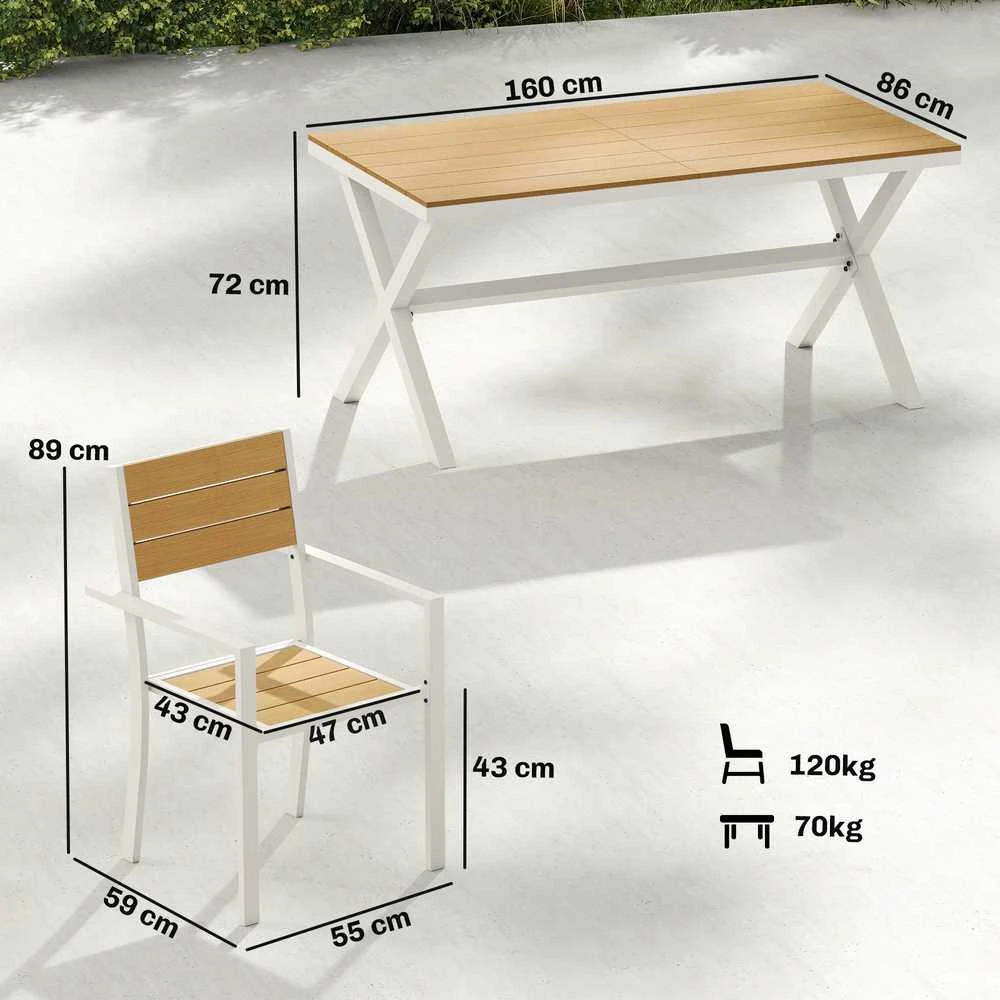 Lauko baldų komplektas Sodo baldų komplektas 160 x 86 cm 7 vnt.