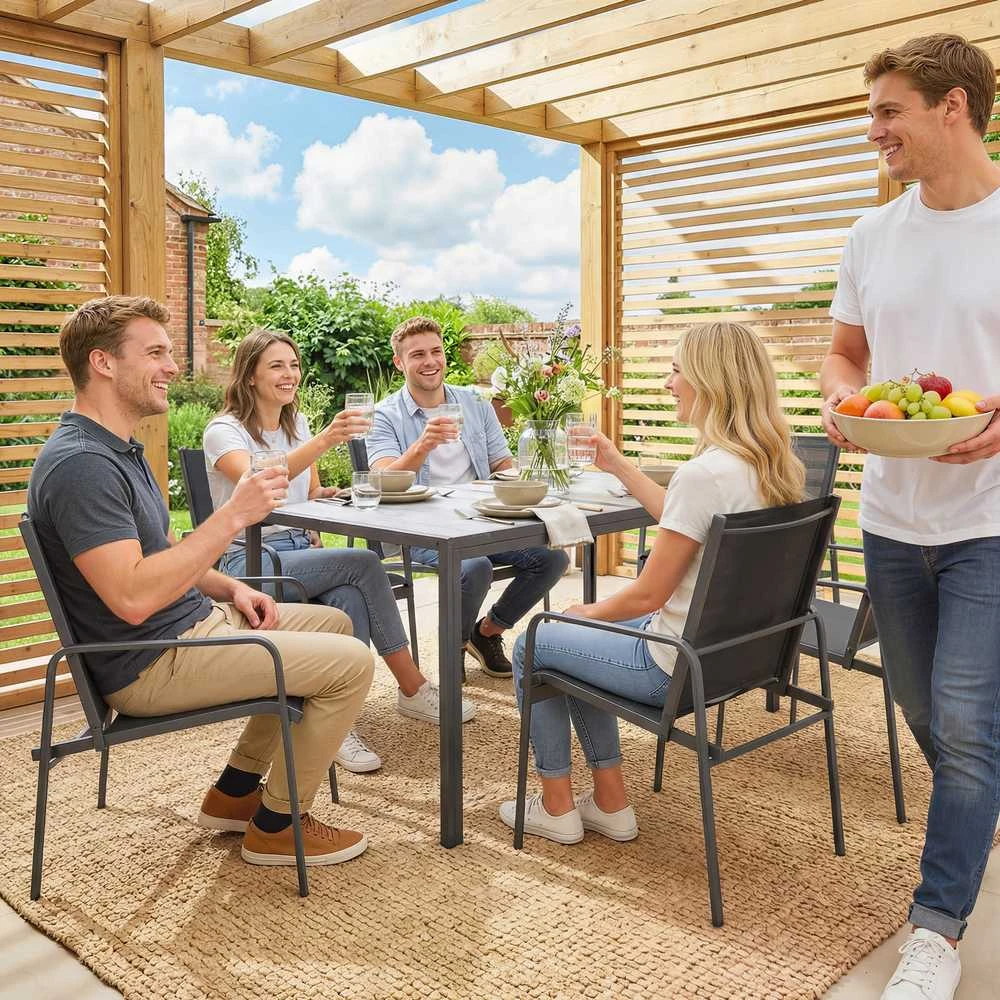 Lauko baldų komplektas Sodo baldų komplektas 150 x 80 cm 7 vnt.