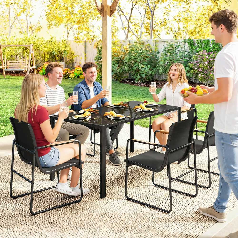Lauko baldų komplektas Sodo baldų komplektas 150 x 80 cm 7 vnt.