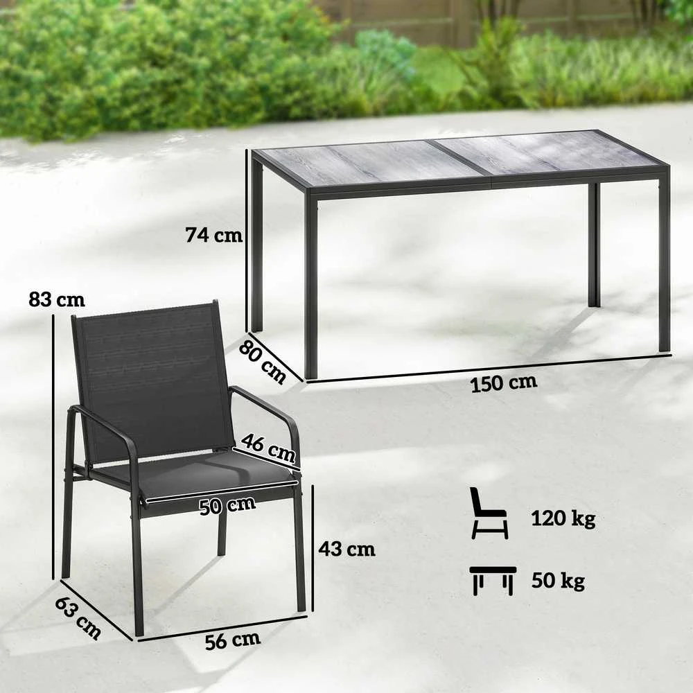 Lauko baldų komplektas Sodo baldų komplektas 150 x 80 cm 7 vnt.