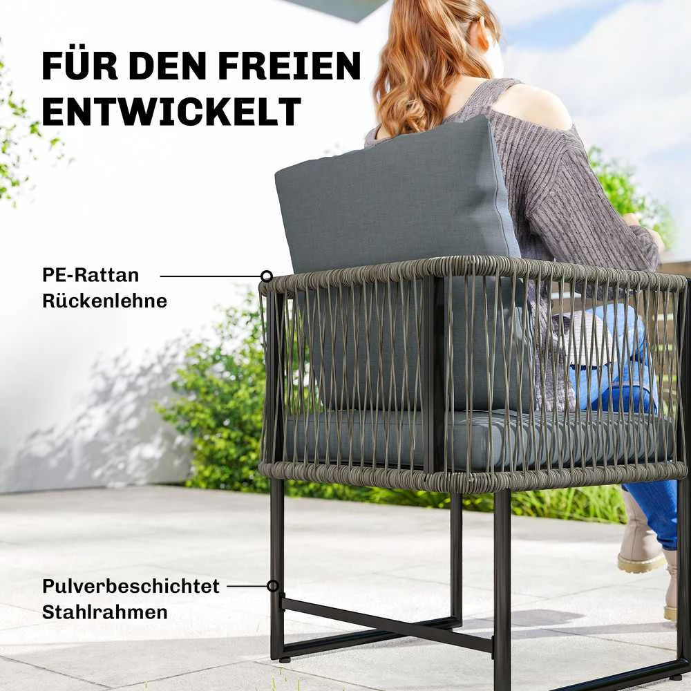 Lauko baldų komplektas Sodo kėdė tamsiai pilka 2 vnt.