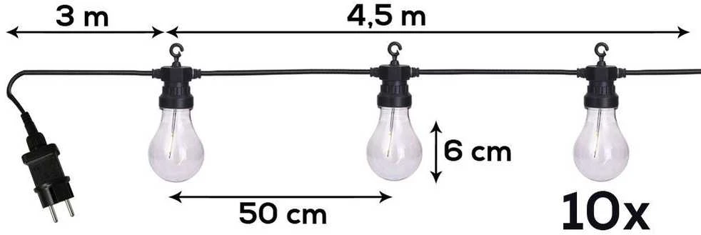 ProGarden Sodo LED lempučių girlianda, 10 lempučių, 24V