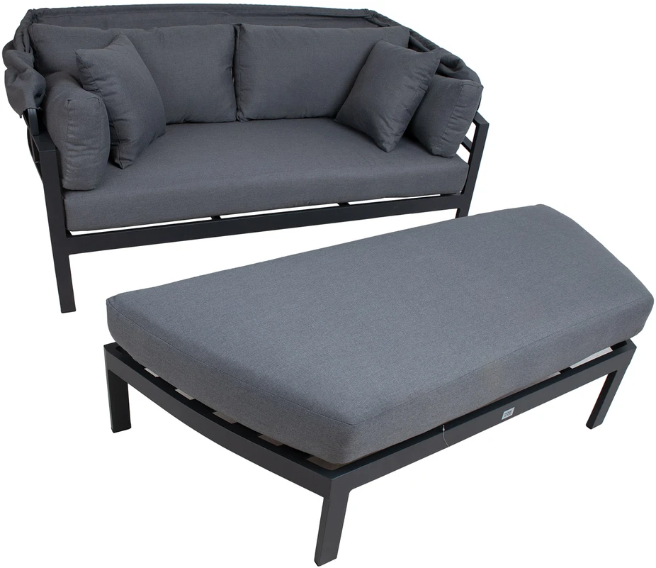 Lauko baldų komplektas Home4You Sofa TOMSON su baldakimu, tamsiai pilka