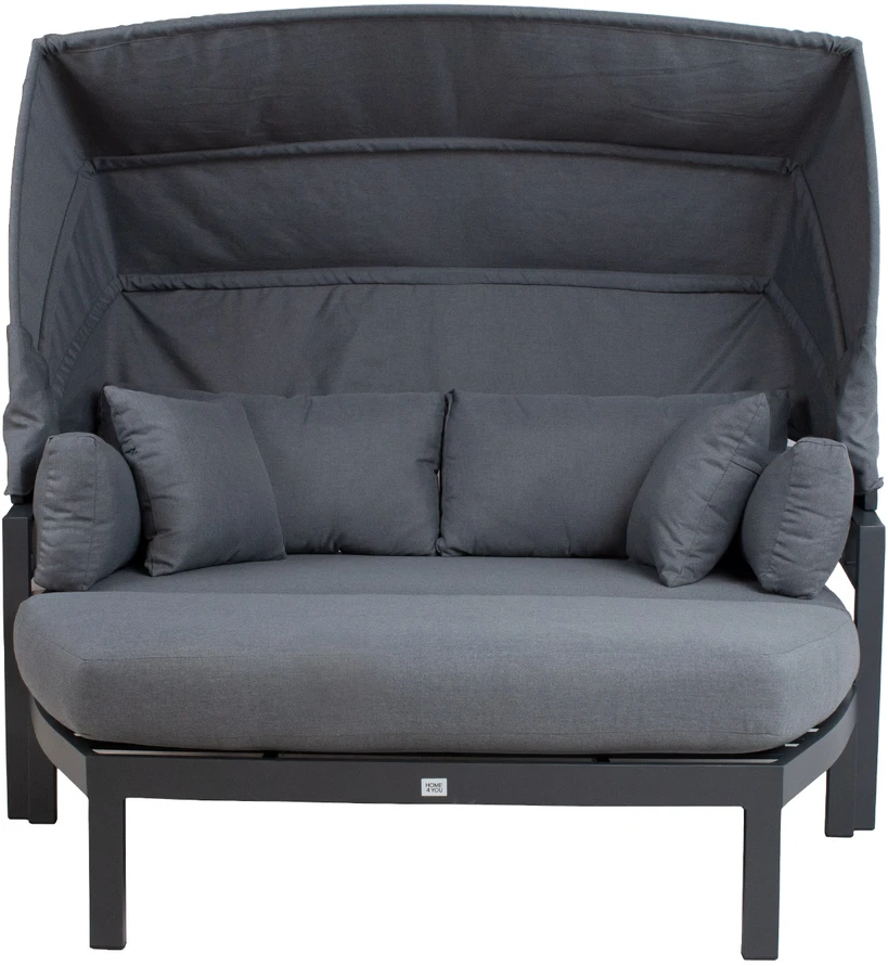Lauko baldų komplektas Home4You Sofa TOMSON su baldakimu, tamsiai pilka