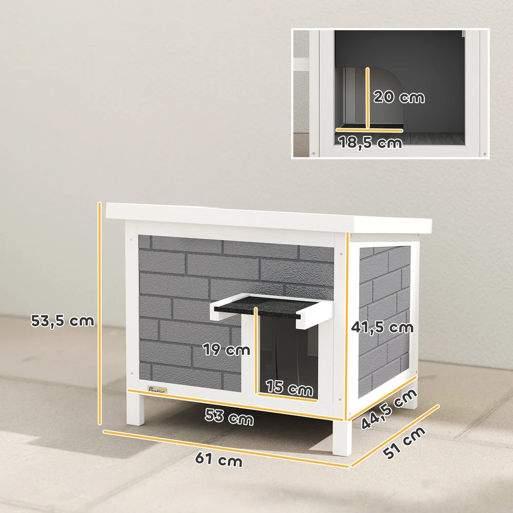 Lauko kačių namelis su 14 mm aliuminio izoliacija ir atverčiamu stogu, baltas, juodas ir pilkas, 61 x 51 x 53,5 cm