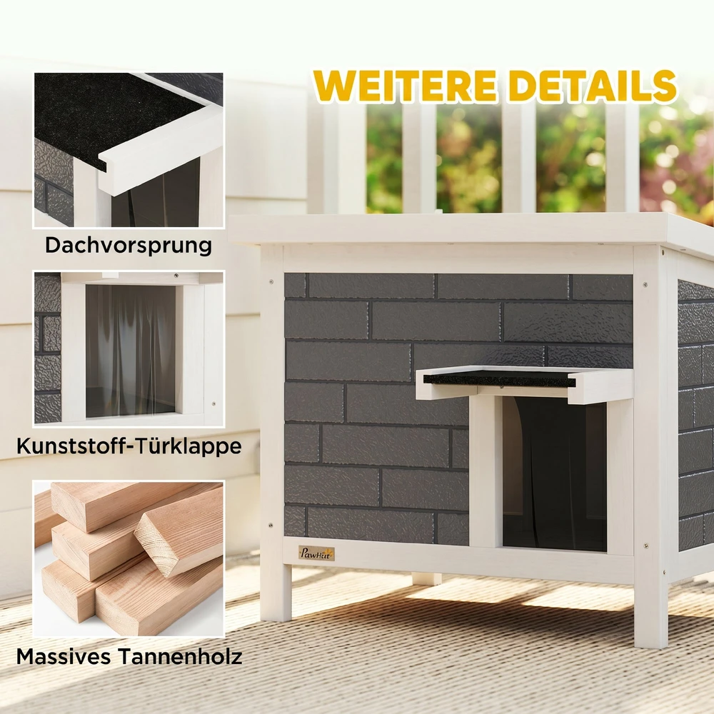 Lauko kačių namelis su 14 mm aliuminio izoliacija ir atverčiamu stogu, baltas, juodas ir pilkas, 61 x 51 x 53,5 cm