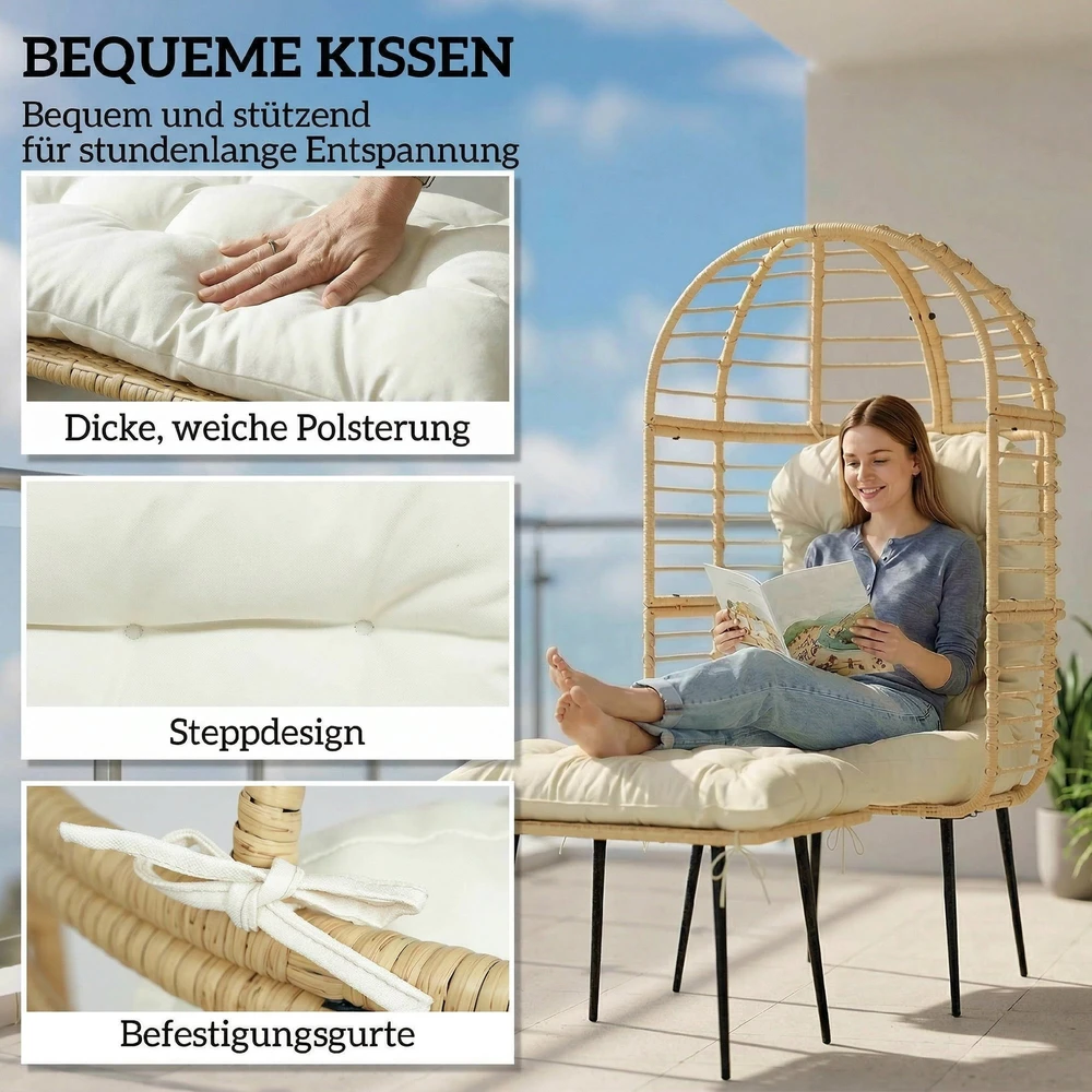 Lauko kėdė smėlinė + kremas 2 vnt.