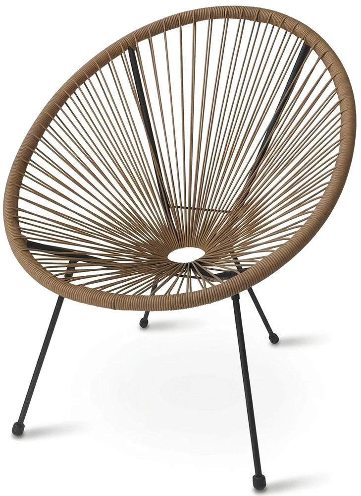 Lauko kėdė su technoratano sėdyne ir metalinėmis kojomis, ratano spalvos, 71 × 75 × 84 cm, 2 vnt.