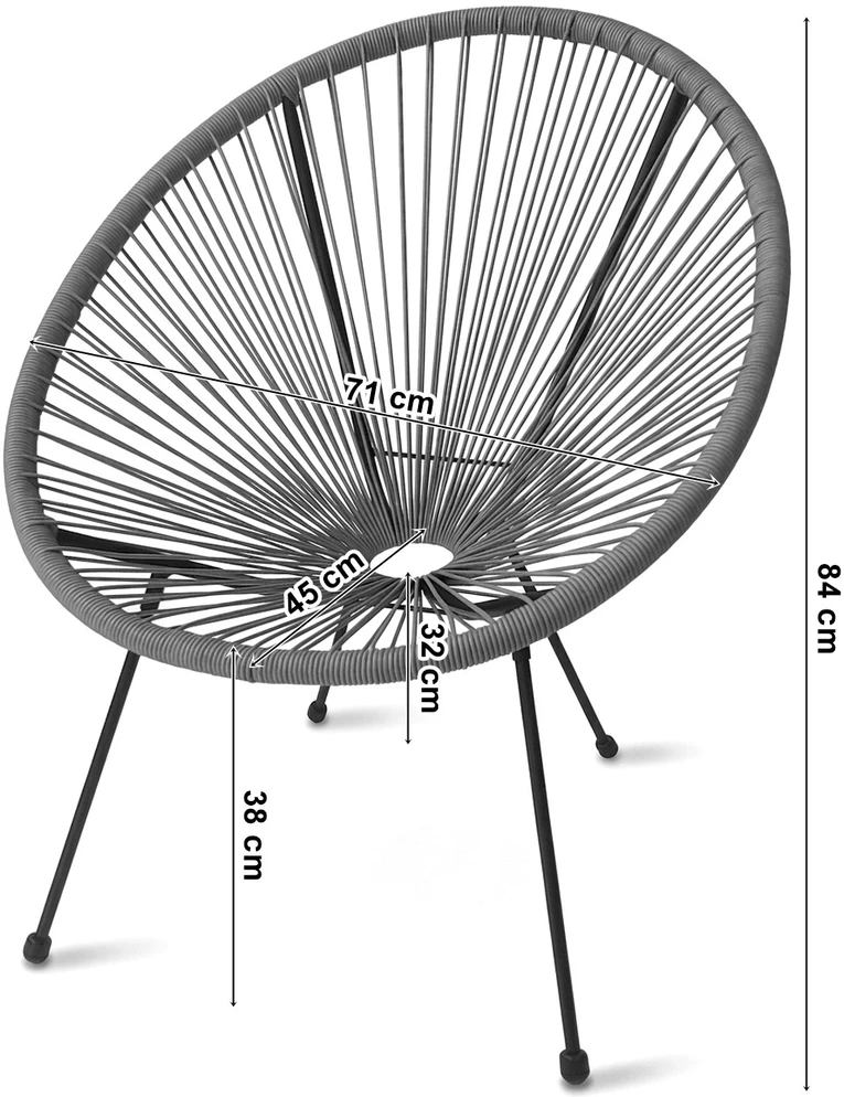 Lauko kėdė su technoratano sėdyne ir metalinėmis kojomis, ratano spalvos, 71 × 75 × 84 cm