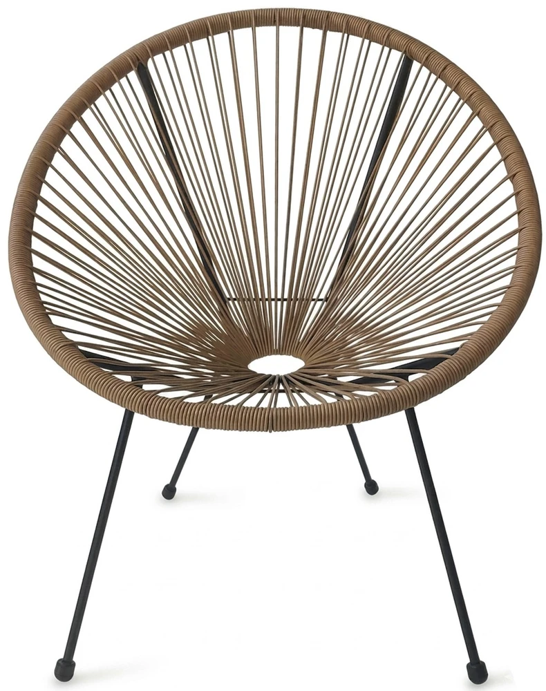 Lauko kėdė su technoratano sėdyne ir metalinėmis kojomis, ratano spalvos, 71 × 75 × 84 cm