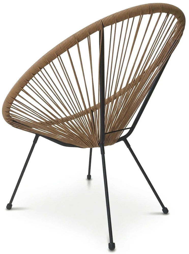 Lauko kėdė su technoratano sėdyne ir metalinėmis kojomis, ratano spalvos, 71 × 75 × 84 cm, 2 vnt.