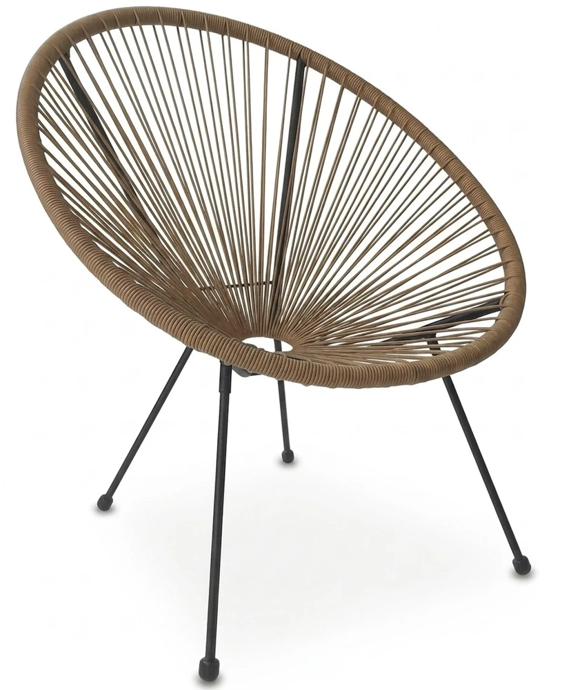 Lauko kėdė su technoratano sėdyne ir metalinėmis kojomis, ratano spalvos, 71 × 75 × 84 cm, 2 vnt.