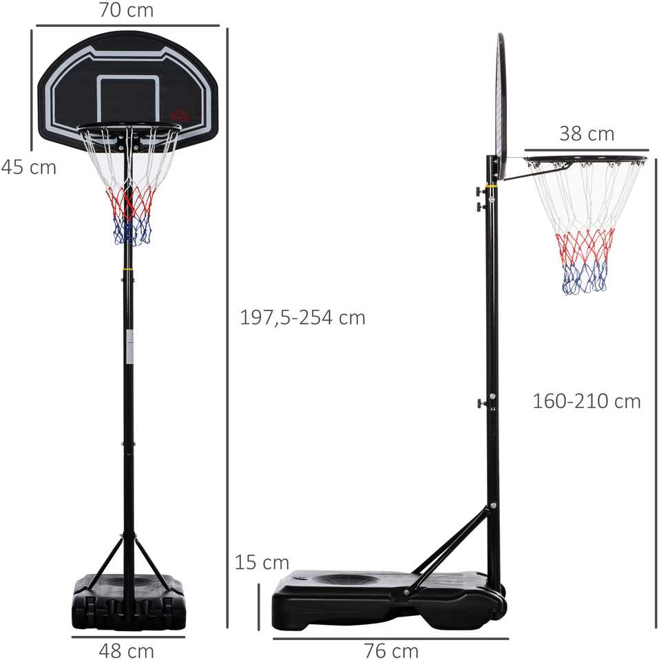Lauko krepšinio stovas 197,5–254 cm