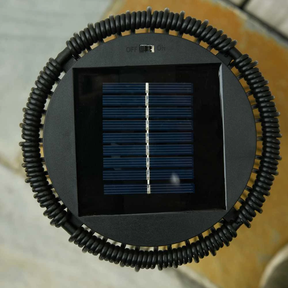 Outsunny saulės elementais varoma sodo lempa, atsparus vandeniui šviestuvas su jutikliu, automatinis LED, juodas, 21,5 x 21,5 x 61 cm