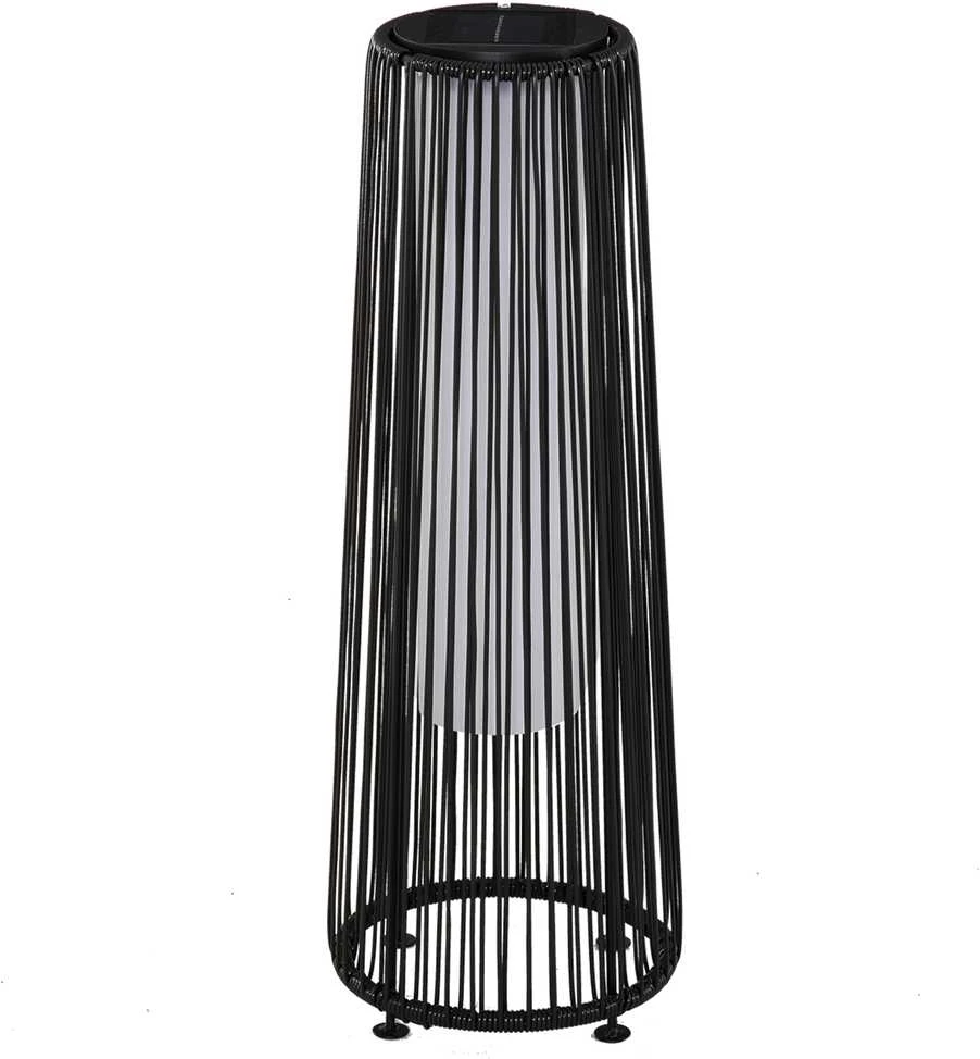 Outsunny saulės elementais varoma sodo lempa, atsparus vandeniui šviestuvas su jutikliu, automatinis LED, juodas, 21,5 x 21,5 x 61 cm