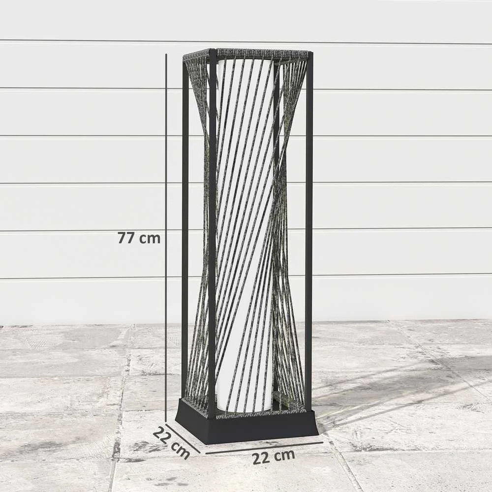 "Outsunny" saulės grindų lempa iš rotango su šviesos jutikliu 25 LED saulės lempos boho stiliaus IP44 vandeniui atspari saulės lempa saulės lempa lauko lempa įkraunamas saulės žibintas sodo balkonui lauko vejos kiemui