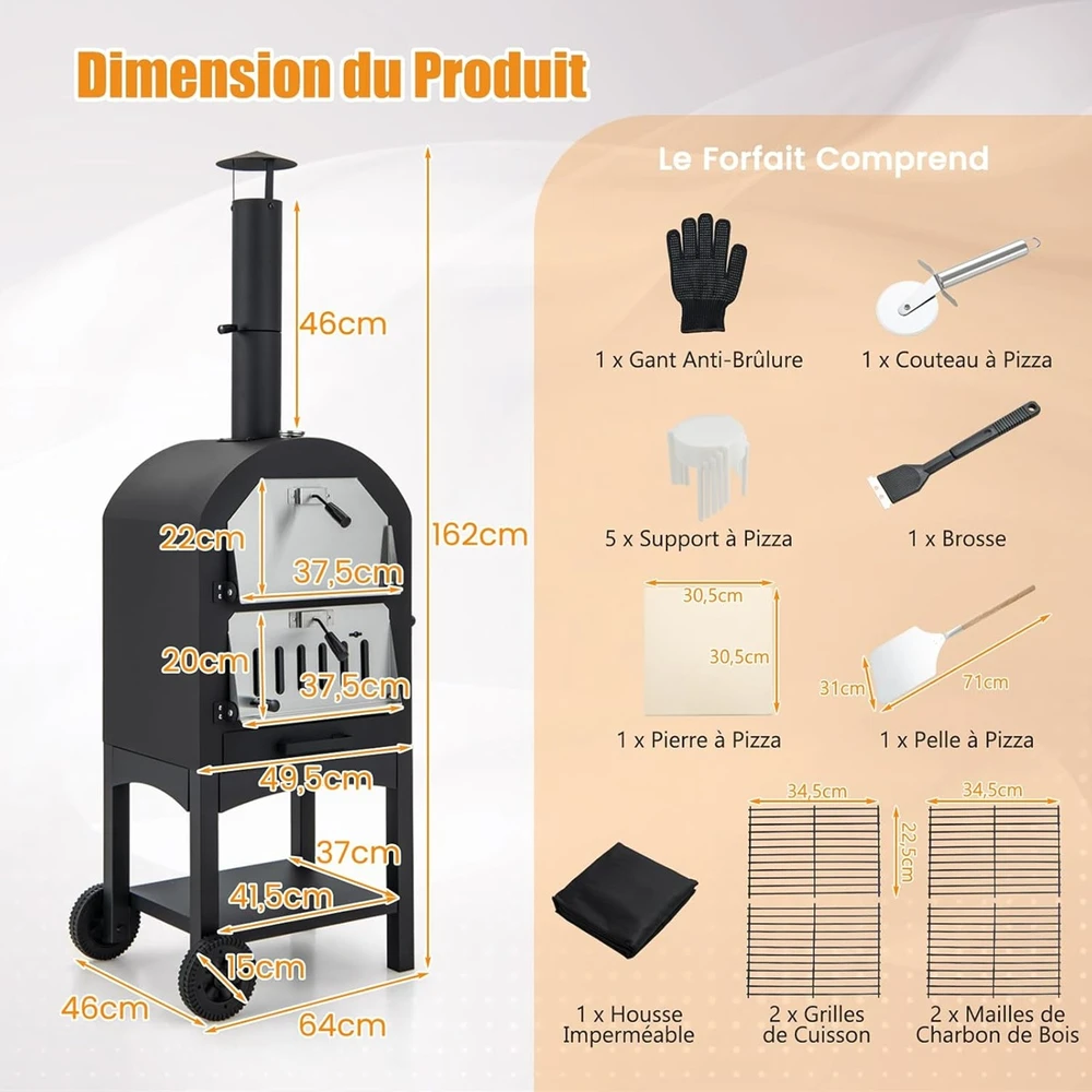 Lauko picos krosnis 59 x 46 x 162 cm