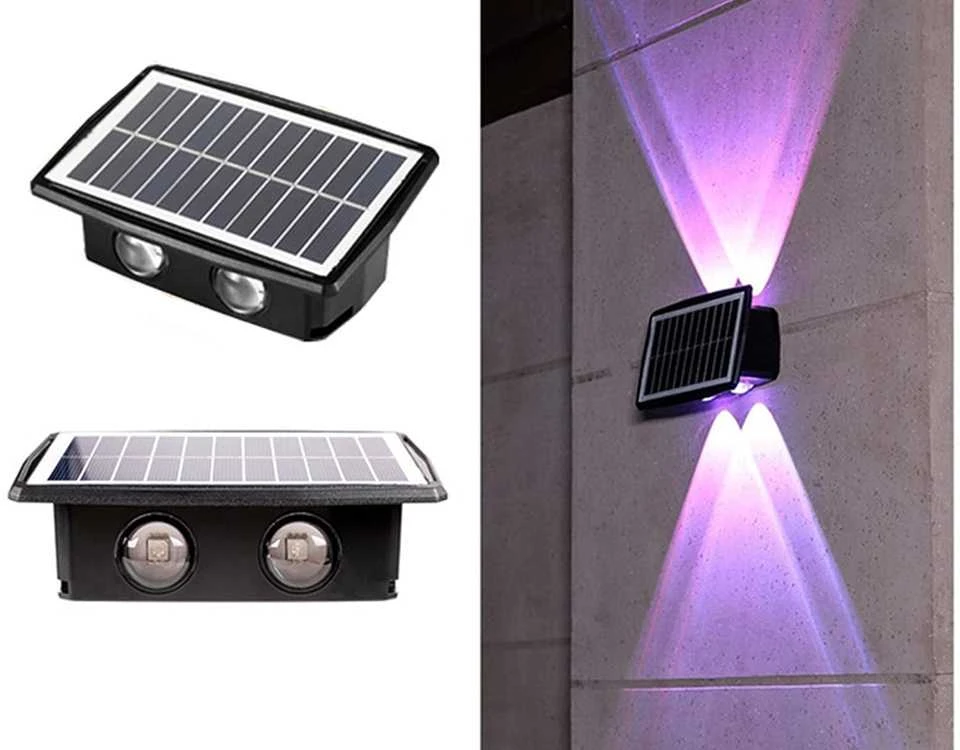Sieninis šviestuvas Lauko sieninis saulės šviestuvas su LED ir šviesos jutikliu IP65