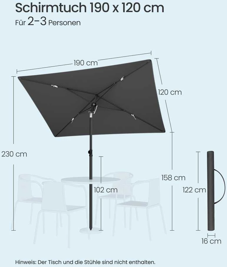 Songmics Lauko skėtis 190 x 120 cm