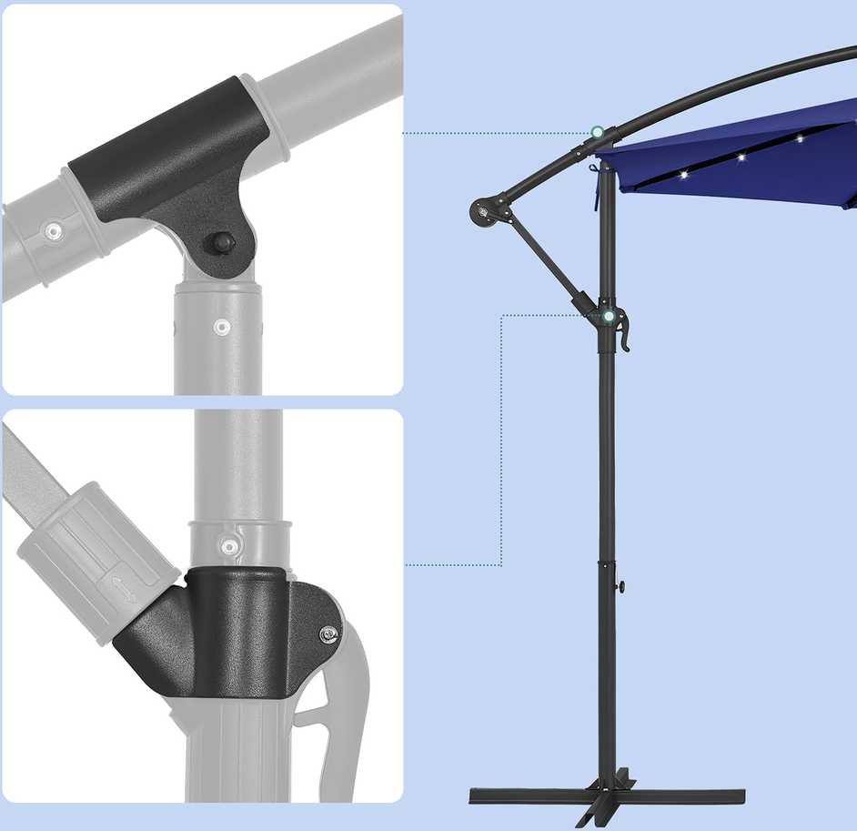 Songmics Skėčiai su LED saulės apšvietimu ir stovu
