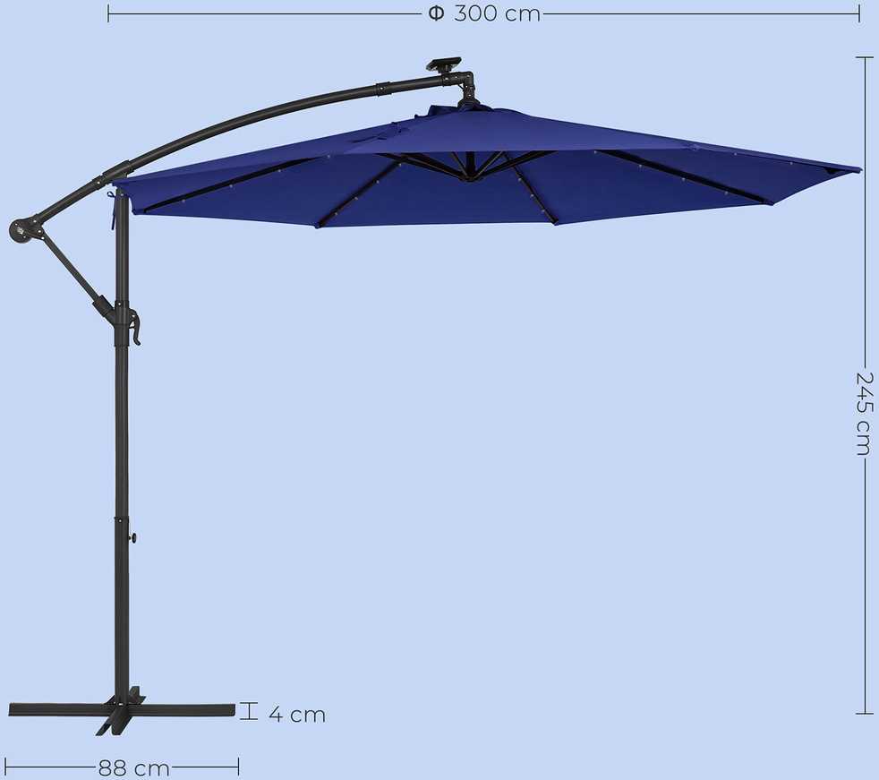 Songmics Skėčiai su LED saulės apšvietimu ir stovu