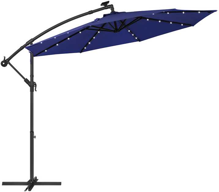 Songmics Skėčiai su LED saulės apšvietimu ir stovu