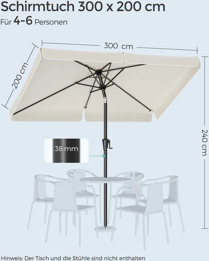 Songmics Lauko skėtis 300 x 200 cm