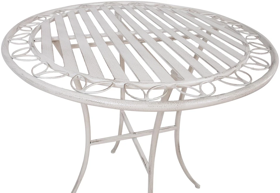 Home4You Stalas JASMINE D70xH75cm, antikvarinis baltas metalas