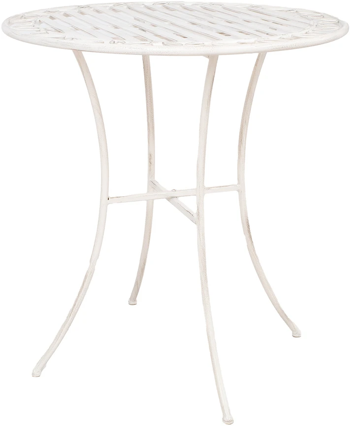 Home4You Stalas JASMINE D70xH75cm, antikvarinis baltas metalas