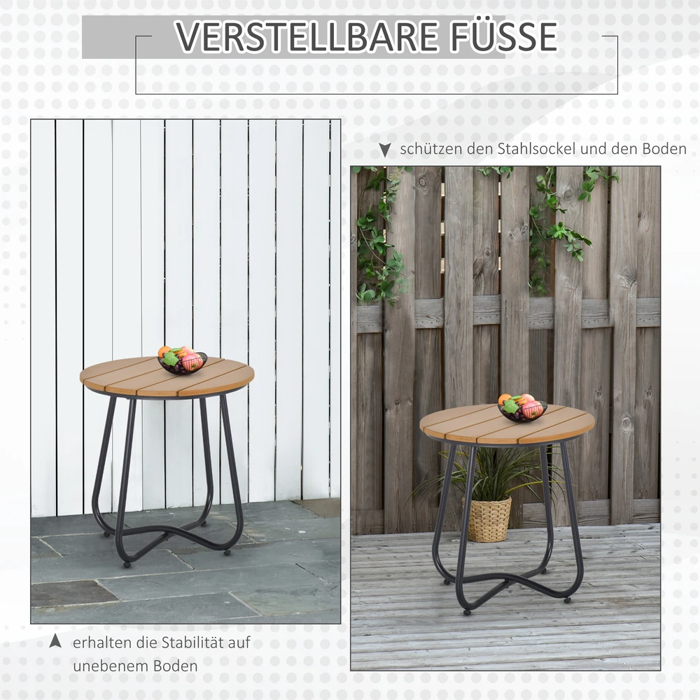 Lauko stalas su reguliuojamomis kojelėmis, rudas, Ø49 × 48 cm