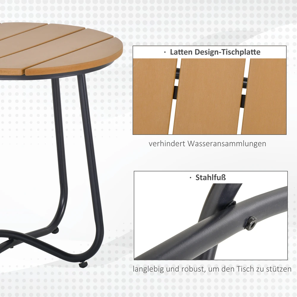 Lauko stalas su reguliuojamomis kojelėmis, rudas, Ø49 × 48 cm