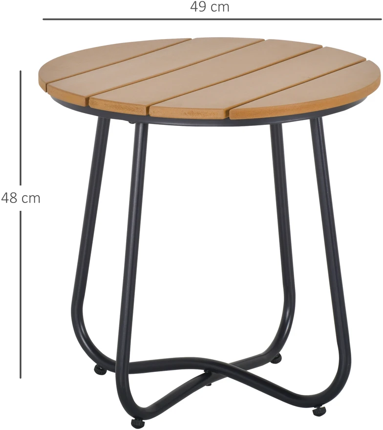 Lauko stalas su reguliuojamomis kojelėmis, rudas, Ø49 × 48 cm