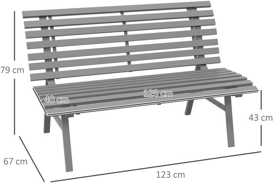 Outsunny sodo suoliukas, dvivietis, su atlošu, aliuminis, 123x67x79 cm, pilkas