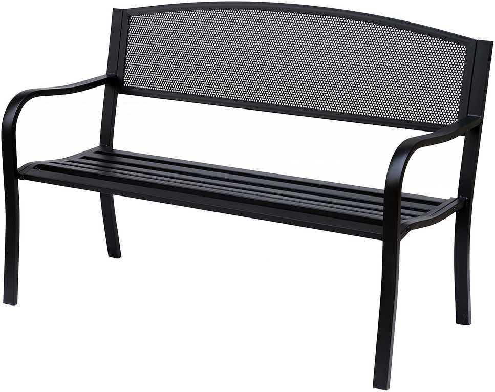Outsunny sodo suoliukas parko suoliukas 2 vietų plieno juodas P127 x G60 x A87cm