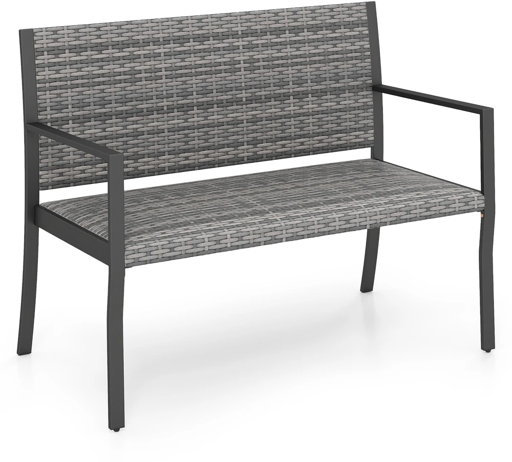 Lauko suoliukas 2 vietų su porankiais, pilkas, 110 × 55 × 84 cm