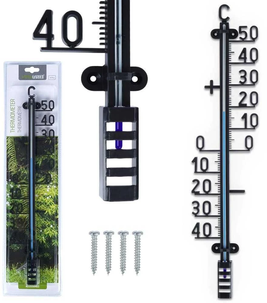 ProGarden Lauko termometras Juodas 41 cm