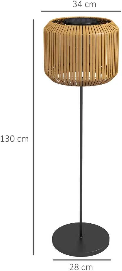 Outsunny Rattan saulės lempa, takelio šviestuvas su šiltai balta šviesa, vandeniui atsparus LED sodo šviestuvas su šviesos jutikliu, pastatomas šviestuvas sodui, vejai, plieno