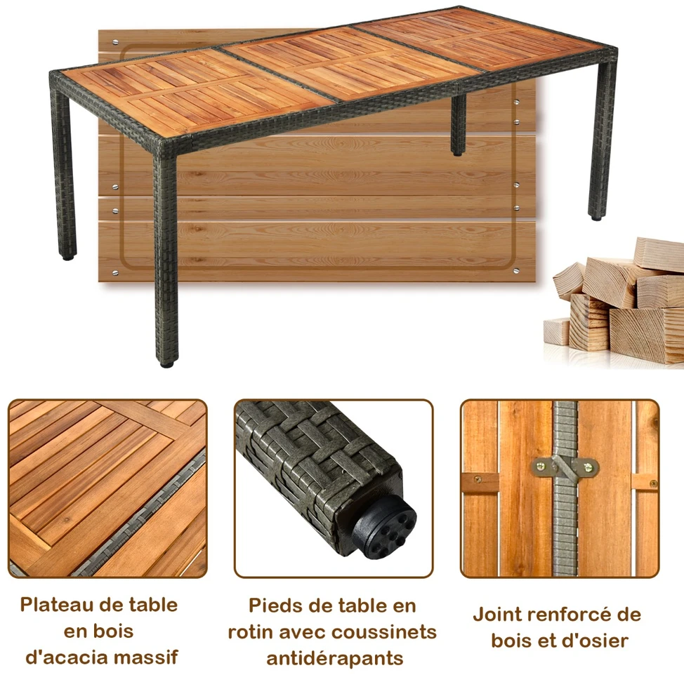 Lauko baldų komplektas Lauko valgomojo komplektas 190 x 90 cm 9 vnt.